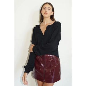 LNA Crinkle Faux Patent Skirt in Wine